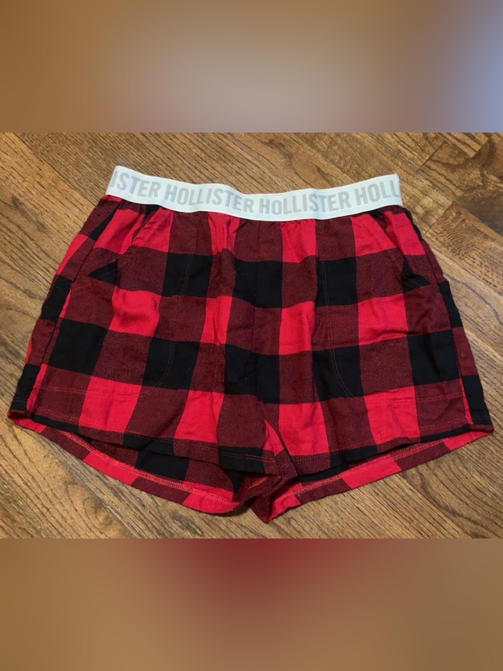 Hollister Red and Black Buffalo Plaid Lounge Shorts